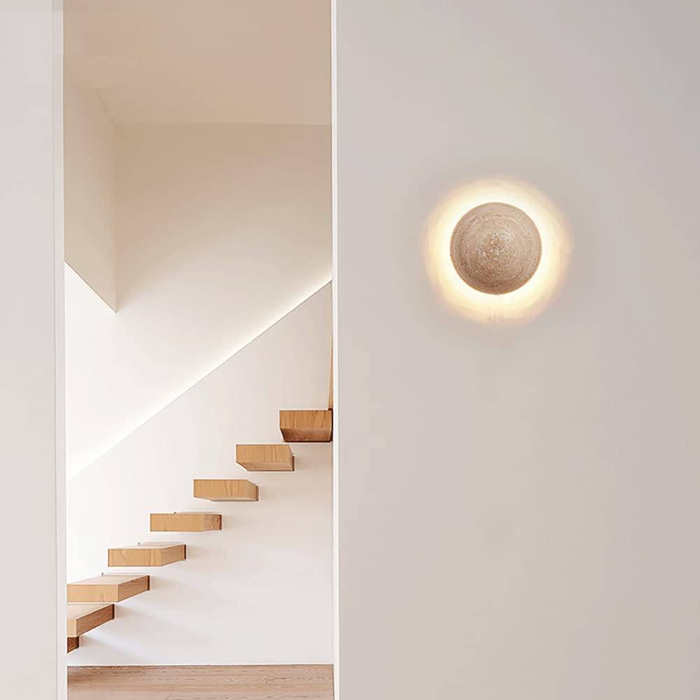 Lampa ścienna do wnętrz z jedną główką z marmuru, lampa ścienna z żółtego kamienia z metalową podstawą, lampka nocna, nowoczesny reflektor LED do przedpokoju, salonu, klatki schodowej 15W