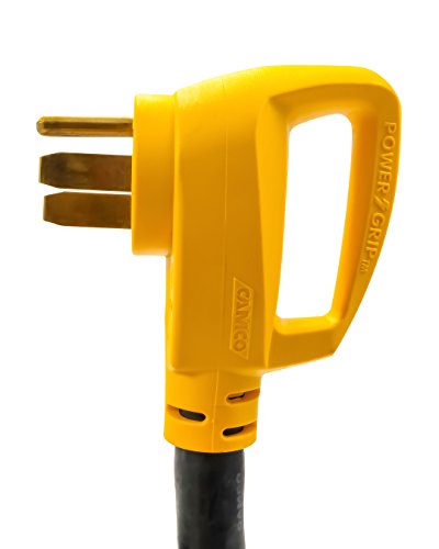 image for Camco 25' PowerGrip Cord with 50M/50F-90 Degree Locking Adapter | Allo