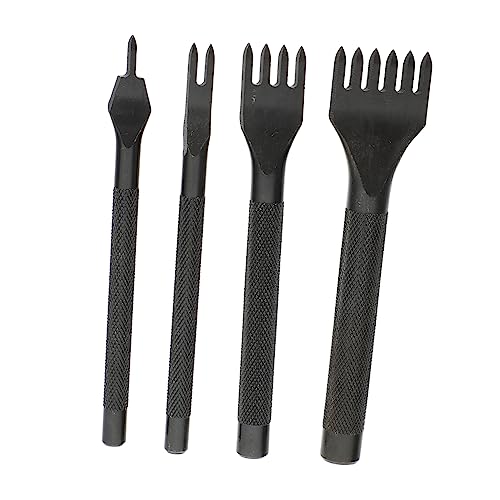 Veemoon 4pcs Belt Hole Puncher with Non Slip Handle DIY Leather Crafting Tools and Practical for Leather Cutting for Amateurs and Professionals