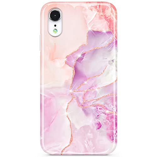 Coque iPhone XR mince et souple motif marbre purple protection élégante