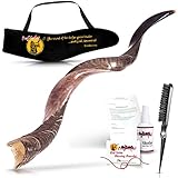 Half Polished Kosher Kudu Shofar Set from Israel, Plus Bag, Officially Signed Certificate Kosher Shofar Horn Made in Israel