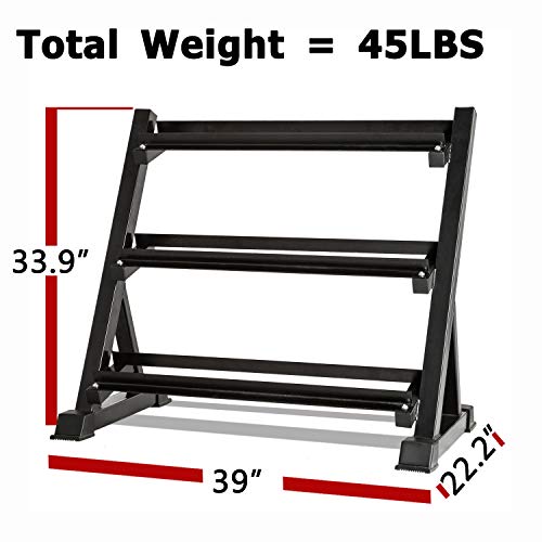 Bonnlo 3 Tier Dumbbell Rack Only, 660 Lbs Load-Bearing Heavy Duty Steel Dumbbell Stand Quick Assembly For Home Gym, Black #TOP5