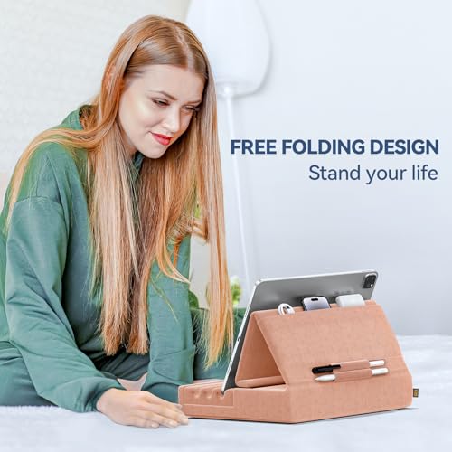 image for KDD Tablet Pillow Holder, Foldable iPad Stand for Lap, Bed and Desk -T