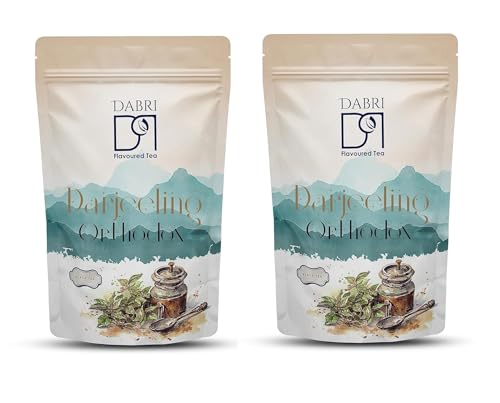 Image of DABRI Darjeeling Orthodox Black Tea 200gm Pouch (Pack of 2 x 100gm Each)| No muslin or paper used | Authentic Black Tea from the premium estates in Darjeeling | Light, Floral & Muscatel Flavor