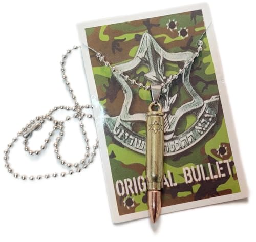 Necklace & Pendant Bullet & Jewish Star of David Israel IDF Israeli Army Zahal2