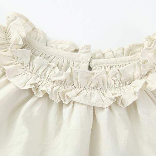 Image of Little Kids Girls Autumn Solid Color Pullover Long Sleeve Shirt Toddler White Peter Pan Lace Trim Blouse (3T-7Y) 4T