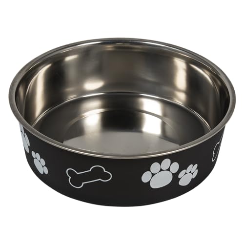 JACK AND VANILLA, Ciotola in Acciaio Inossidabile Nero Antiscivolo per Animali, capacità 270 ml, Diametro 12 cm, Design Elegante e Pratico per Cani e Gatti, Modello Bon Appetit