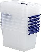 Vista 3 de Caja de almacenamiento transparente con tapa, cajas de plástico pequeñas de 6 litros, juego de 6