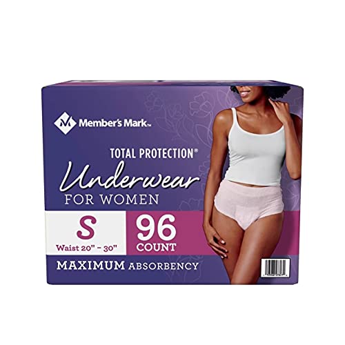 Member's Mark Total Protection Underwear for Women, Small (96 Count)