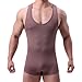 SPNSSTCR Men Athletic Supporters Bodysuits Leotard Wrestling Singlet Jumpsuits Seamless Slim Fits Shapewear Boxers (All Brown, M)