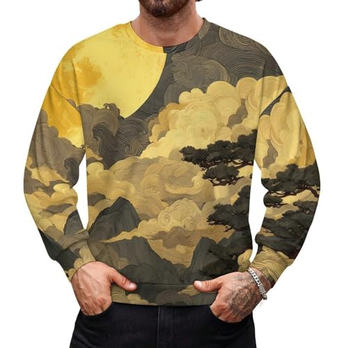 Japanese Prints Fall Casual Loose Long Sleeve Crewneck Pullover Sweatshirt for Men And Women