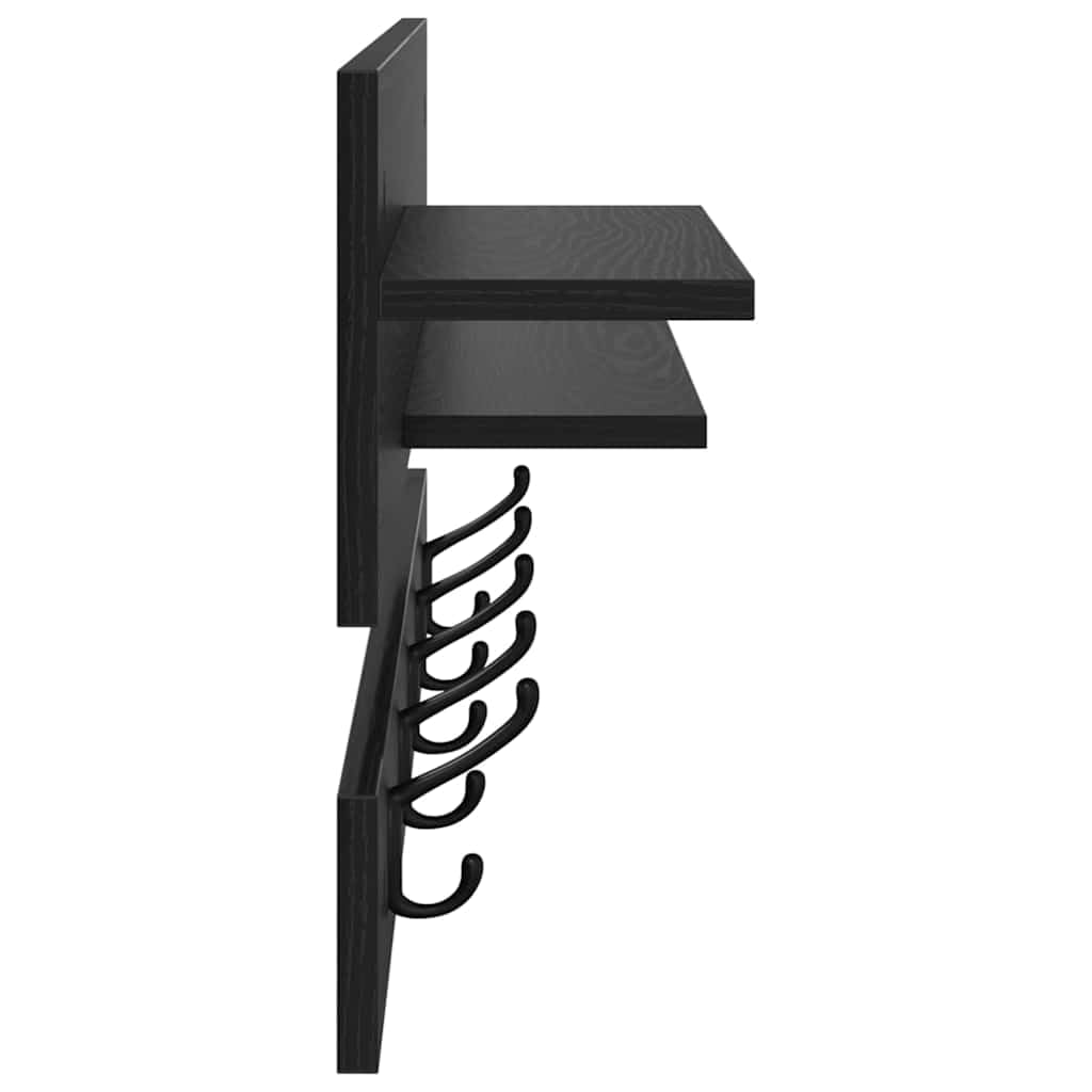 Wandgarderobe aus Holzwerkstoff 90 x 15 x 36 cm in Schwarze Eiche mit Regalbrett für Jacken und Accessoires Modernes Design für Flur und Eingangsbereich