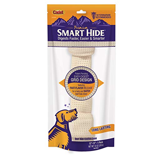 Cadet Smart Hide Easily Digestible Rawhide Knotted Bone for Dogs 12-13"