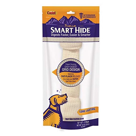 Cadet Smart Hide Easily Digestible Rawhide Knotted Bone for Dogs 12-13" 1 Count