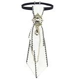 Yummiman Women's Ties with Crystal Brooch Adjustable Polyester Tie for Party Work Daily Wear
