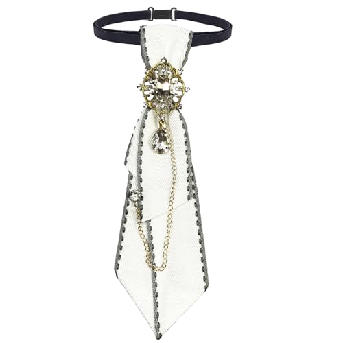 Yummiman Women's Ties with Crystal Brooch Adjustable Polyester Tie for Party Work Daily Wear