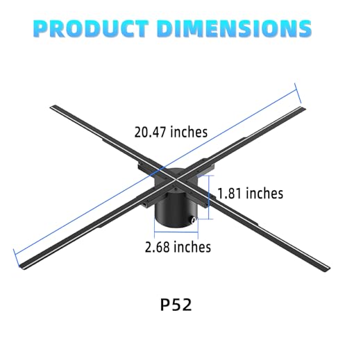 Image of 3D Hologram Fan, 20.5 inch Hologram Fan 2000*1228PX Resolution 614pcs HD LED Beads, Holographic Video Advertising Projector Support APP /WIFI /Remote /Bluetooth Audio (52CM)
