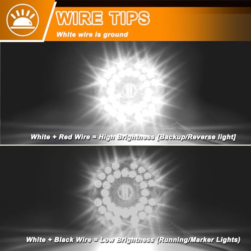 Image of 2Pcs 7 inch Round White LED Backup Lights 36 LED 7 Inch Back-up Reverse Bus Lights Trailer Tail Light Waterproof for Truck Trailer RV Bus UTV with Gasket 10-30V