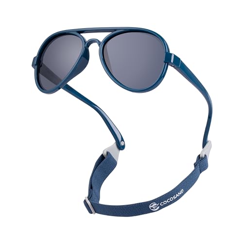 COCOSAND Babysonnenbrille mit Band, Polarisierte Pilotbrille UV400 für...