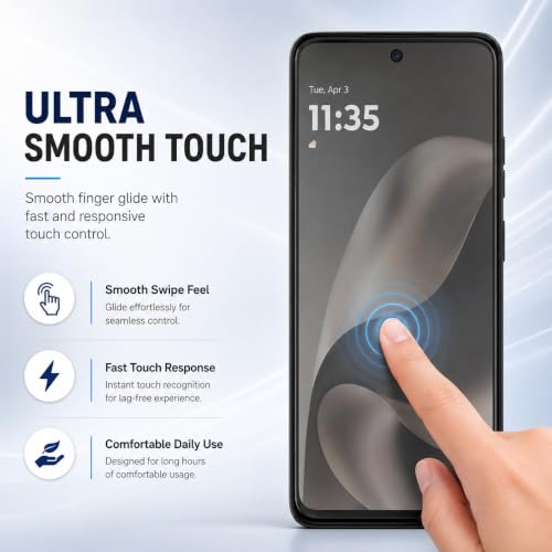 Image of FIRST MART Matte Anti-Glare Tempered Glass for Motorola G77 Power With Installation Kit | Military-Grade Gaming Screen Protector & Cable Guard | Edge to Edge Coverage | Black