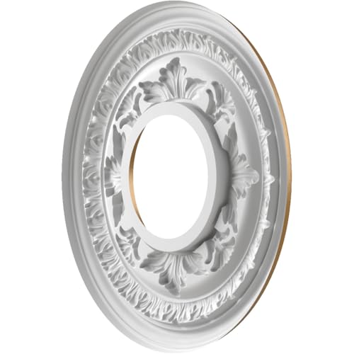 Image of Ekena Millwork CMP10BACGH Baltimore Thermoformed PVC Ceiling Medallion (Fits Canopies up to 4 1 /4 inch), 10 inchOD x 3 1 /2 inchID x 3 /4 inchP, Metallic Gold Rush