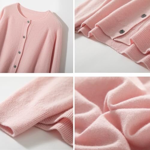 Image of Women's 100% Merino Wool Crew Neck Cardigan Lightweight Sweaters | Long Sleeve, Open Front, Button Down, Soft Knitted Coat, Casual, Breathable Tops, Business Outerwear, Cashmere Alternative