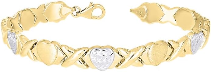 Jewels By Lux 10kt Two-tone Gold Womens Stampato Bracelet Size 8 Inches