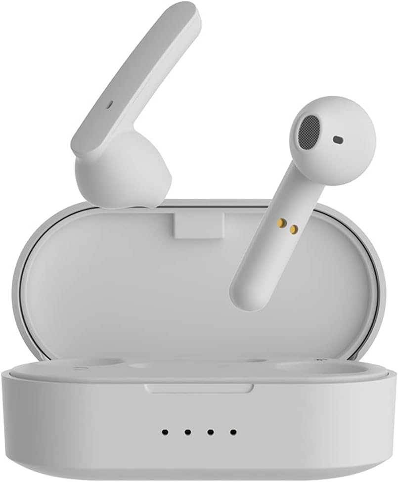 TWS True Wireless Bluetooth 5.0 Earbuds, Low Latency HiFi Stereo Quality Sound Wireless Headphones with Mic, IPX5 Waterproof Headset in-Ear with Type-C Charging Case,White