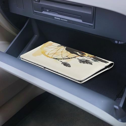 Leather Car Registration and Insurance Card Holder Men Women Prefect Car Essentials Wallet for Driver License, Cards & Essential Documents Western Cowboy Dream Catchers Tribal Boho Snakes 6