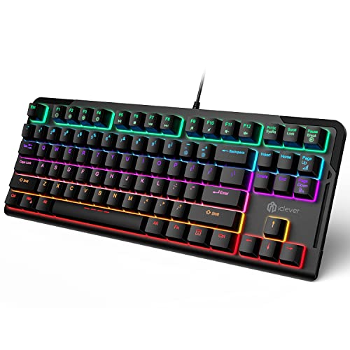 Iclever Wired Mechanical Gaming Keyboard, Tkl, Ultra Compact, Metal Build With Red Switch, Led Backlit, Programmable Marco, Spill Resistant For Computer Pc, Desktop, Laptop And Windows 7,8,10,11 #TOP16