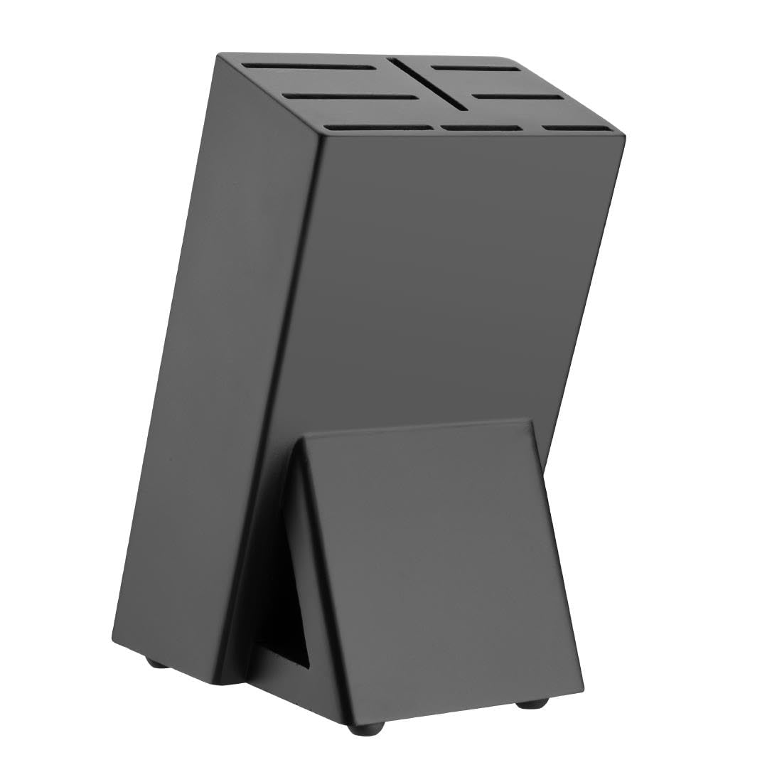Vogue Tsuki Wooden Knife Block - 8 Slots, Black, Holds 8 Knives, Rubber Wood, Size: 23.5(H) x15.5(W) x13.2(D) cm, Kitchen Knife Block, Rubber Feet for Stability, Knives Sold Separately, FS662