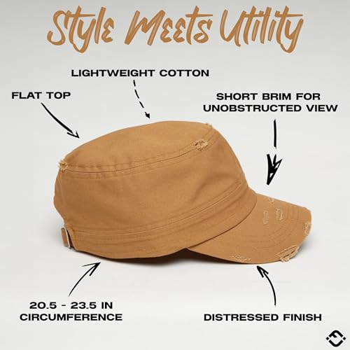 Image of Funky Junque Newsboy Hat for Women - Distressed Cadet Cap, Army Military Style Vintage Baseball Hat