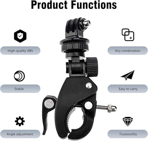Image of 360 Action Camera Bike Holder Mount for Go Pro Action Camera, Screen Monitor Motorcycle Handlebar Attachments for DSLR Go pro Hero 9 /10 /11 /12 /13 / Insta 360 (Only Mount)