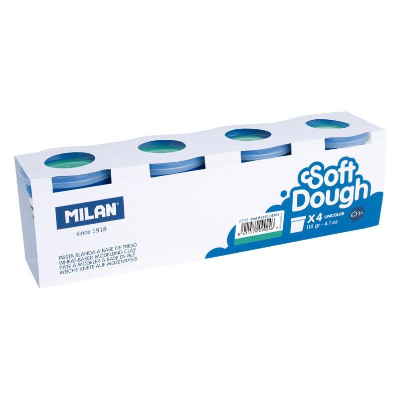 Caja 4 botes 116 g pasta blanda Soft Dough, turquesa