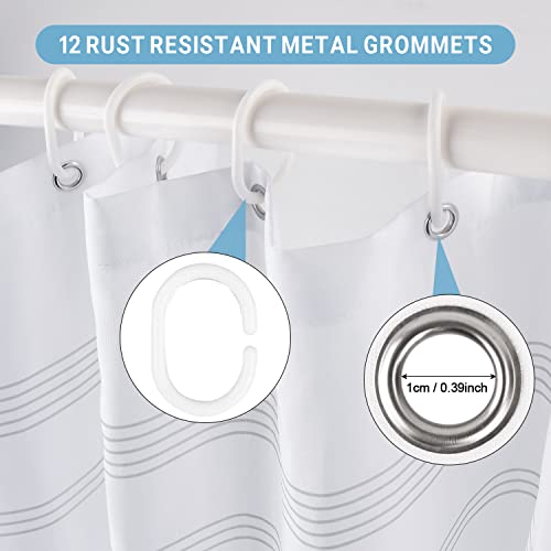 Jring Boho Striped Shower Curtain, Black And White Bathroom Curtains With Hooks, Simple Modern Bath Curtain, Waterproof White Tassels Shower Curtains For Bathroom Bathtub Hotel Spa 72X72 Inch(White) #TOP4