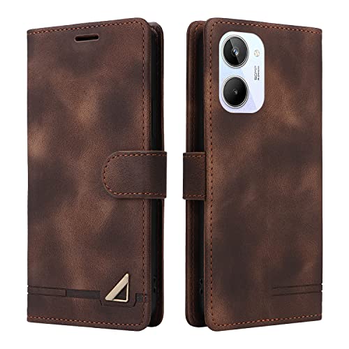 ���B���e�[�W�J�o�[ �Ή��@�� for Realme 10 4G �}�O�l�b�g���߃J�[�h�X���b�g�X�^���h�t���b�v�J�o�[ Brown