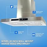 NOVEL 30" Stainless Steel Wall Mount Range Hood - 900 CFM Powerful Ventilation for Efficient Cooking - Touch Control, LED Lighting & Quiet Operation - Perfect for Modern Kitchens | PRO-NWZ01