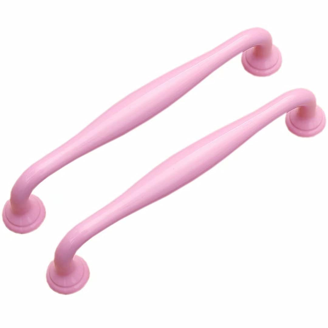 COTBY 2 pcs Handles Drawer Knobs Furniture Handle Door Kitchen Cabinet Cupboard Pulls,Cabinet Handles Solid Aluminum Alloy Kitchen Drawer Knob Pulls(Pink Hole Distance 128 mm)