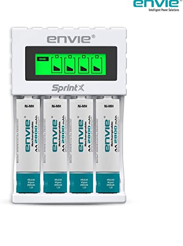 Image of ENVIE (ECR11MC + 2800 4PL) SprintX Ultra Fast Rechargeable Batteries Charger && ENVIE Infinite 9V 800 maH Li-ion Rechargeable Battery ERB 9V MU