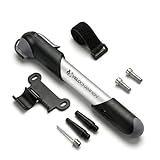 VeloChampion mini pompa da bici compatta 100 PSI/6,8 BAR per bici da strada, ibride, e-bike. Portatile per valvole Presta, Schrader e Dunlop, staffa di montaggio (Pompa)