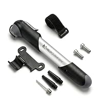 VeloChampion Mini Fahrradpumpe, kompakte Luftpumpe 100 PSI/6.8BAR für Presta, Schrader & Dunlop Ventile, für Rennrad, Trekkingrad & E-Bike, mit Rahmenhalterung, Ballnadel (Pumpe)