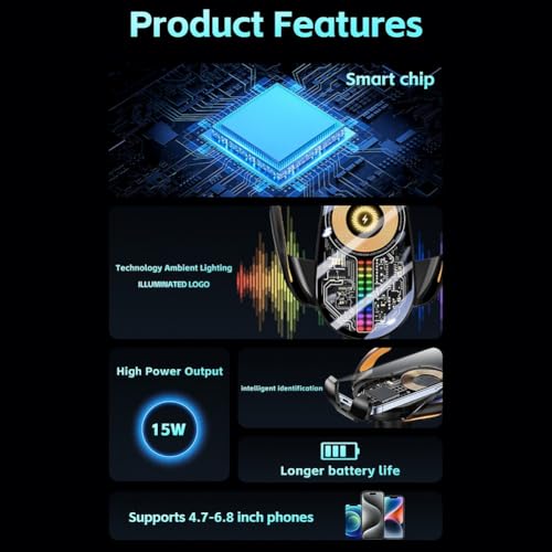 Cargador inalámbrico de coche para evitar cables con soporte automático de salpicadero 7