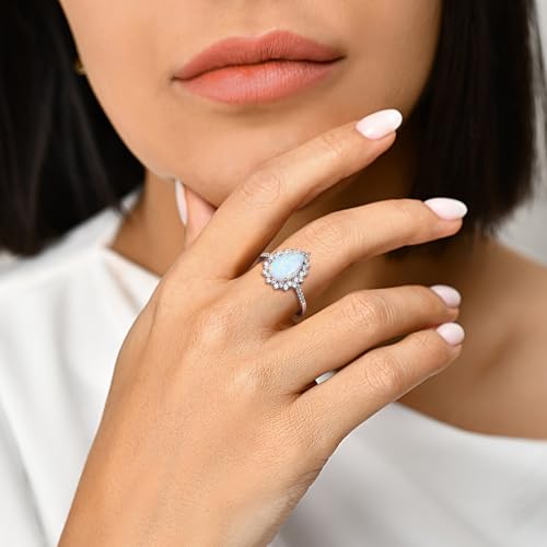 4.5 Carat Teardrop Engagement Birthstone Ring Sterling Silver Pear Cut Sapphire/Ruby/Emerald/Amethyst/Aquamarine Halo Ring Promise Anniversary Rings for Women Size 6-102