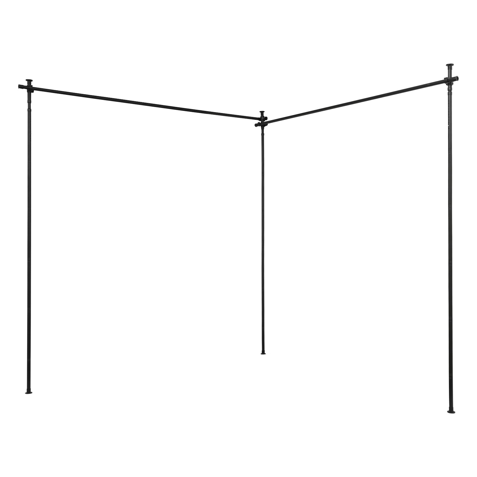 Divisor de ambientes, barra de cortina independiente, sin agujeros, altura regulable, divisor telescópico de 122 a 305 cm, con 5 barras para dormitorio, salón, apartamento de alquiler, color negro
