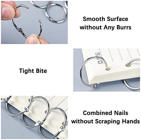 100PCS Loose Leaf Binder Rings, 1 Inch Diameter Nickel Plated Steel Office Book Rings for Flash Cards, Index Cards and Loose Paper, Key Rings for School, Office, Home