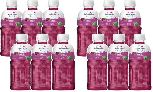 Image of Mogu Mogu Grape Juice Drink with Nata de Coco Jelly 320ml (Pack of 12)| Refreshing Tropical Thai-Made Sip & Chew Beverage