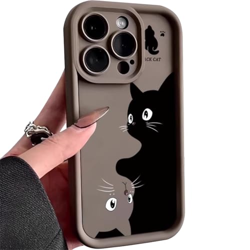 Cutecasee Cartoon Cat Case Compatible with iPhone 11 | Liquid Silicone Shockproof Protective Cover, Durable Soft | Grip Matte Finish, Brown