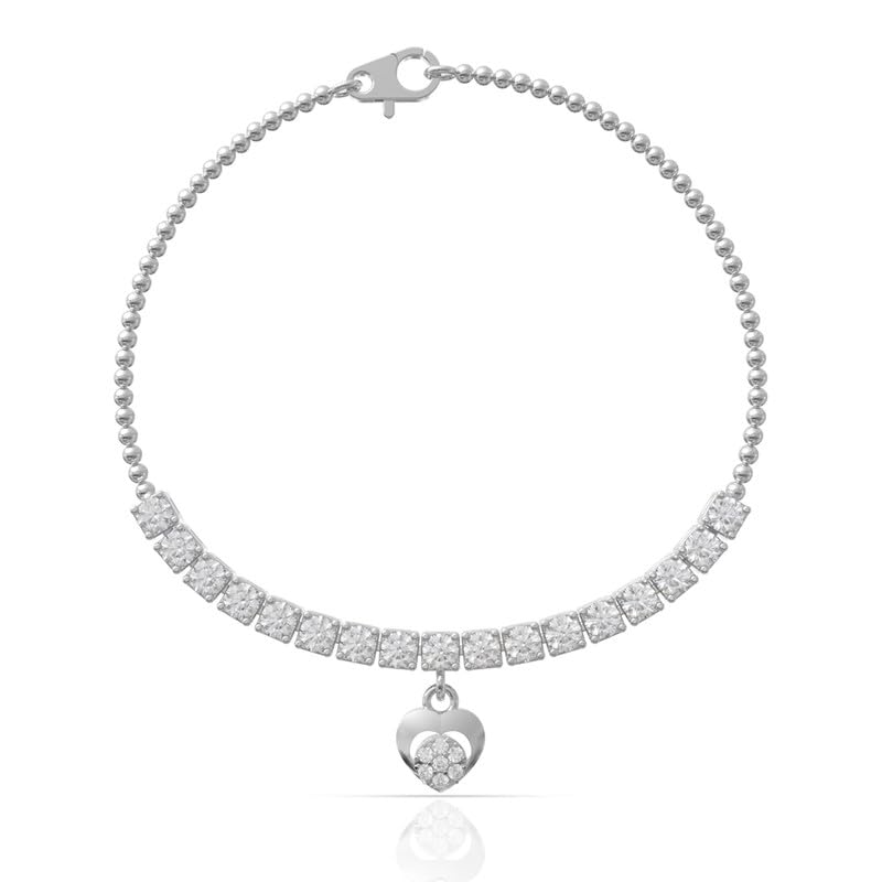 ANAYRA FINE SILVER JEWELLERY 925 Sterling Silver Heart Link Bracelet for Women - Minimalist Jewellery Aesthetic Sterling Silver Bracelet for Women | Hallmark Certified (B09W2QDQBJ) Amazon Price History, Amazon Price Tracker