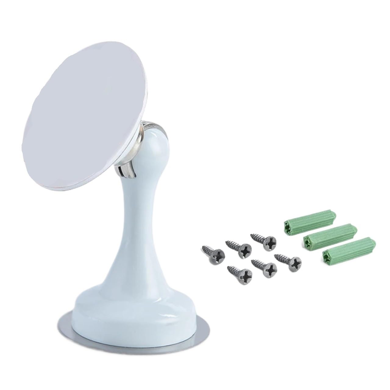 Tope de puerta magnético plateado acero inoxidable, soporte tapón, accesorio suelo con tornillos for dormitorio, hogar familiar, Etc., 4 Uds para Puertas de Madera(White)