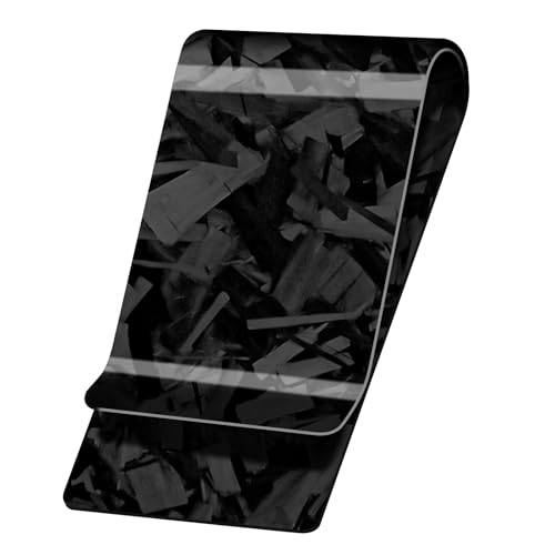 LittleBlack Real Carbon Fiber Money Clip,1.5in Wide Ultra Thin&Slim Minimalist Cash&Credit Card Holder Up To 50 Bills,Mens Business Front Pocket Wallet-Forged Glossy Black